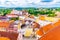 Aerial view of Jindrichuv Hradec from church tower, Czech Republic