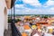 Aerial view of Jindrichuv Hradec from church tower, Czech Republic