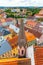 Aerial view of Jindrichuv Hradec from church tower, Czech Republic