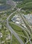 Aerial view of a junction motorway in France