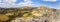 Aerial view of Kahta Castle, Kalesi. The Yeni Kale Fortress in Eski Kahta is perched atop a hill with a steep slope. Turkey