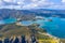 Aerial view of Kaimarama bay at bay of islands at New Zealand