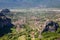 Aerial view of Kalambaka town Meteora cliffs in Greece