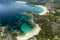 Aerial view of Kalamitsi beach on the Sithonia peninsula, in the Chalkidiki , Greece