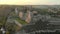 Aerial view of Kamianets Podilskyi castle at sunset, Ukraine