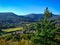 Aerial view of Karpacz city and the Karkonosze Mountains at summer, Poland