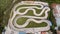 Aerial  view of kart race track. Speedway kart field