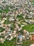 Aerial view of kathmandu, nepal, of random housing development and green fields