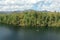 Aerial view of kayakers on Lake Santeetlah, North Carolina.