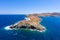 Aerial view of Kea Tzia island lighthouse, Cyclades, Greece