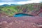 Aerial view of Kerio Vulcan Crater with Lake, Iceland