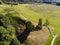 Aerial view of Kernave town with many mounds in Lithuania