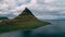 Aerial view of kirkjufell in iceland mountain