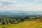 Aerial view of Kisoro Town seen from Mount Muhabura in the Mgahinga Gorilla National Park, Uganda