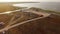 Aerial view of kite camping at coast of lake.