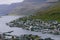 Aerial view of the Klaksvik on the island of Bordoy from the top of Klakkur in the Faroe Islands