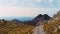 Aerial view of The Knotted tie - nudo de corbata, mountain road leading to Cap De Formentor On Mallorca, Beleric islands