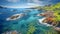 Aerial View of Kogel Bay: Breathtaking Coastal Sanctuary in Vibrant Photo, generative AI