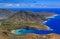 Aerial view of Koko Head volcano crater and lagoon in Honolulu H