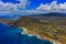 Aerial view of Koko Head volcano crater and lagoon in Honolulu H