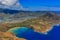 Aerial view of Koko Head volcano crater and lagoon in Honolulu H