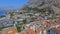 Aerial view of Kotor town, bay and mountains, Montenegro