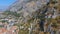 Aerial View Of Kotor Town, Church In Mountains, Montenegro