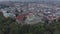 Aerial view of Krakow Old Town. Drone shot of Juliusz S?owacki Theatre and historic center