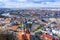 Aerial view of Krakow from Podgorze district view to river and city center