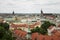 Aerial view Krakow Poland - Church St. Mary and roof of city