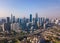 Aerial view of Kuala Lumpur Downtown, Malaysia and highways road. Financial district and business centers in smart urban city in