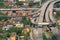 Aerial view of Kuala Lumpur Downtown, Malaysia and highways road. Financial district and business centers in smart urban city in