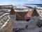 Aerial view at Kuressaare Fortress and Baltic sea at spring season. Medieval fortification is in Saaremaa island, Estonia, Europe