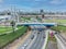 Aerial view of the La Amistad Bridge that connects the districts of Miraflores and San Isidro in the city of Lima