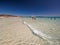 Aerial view of La Cinta beach in Sardinia with turquoise sea