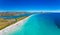 Aerial view of La Cinta beach in Sardinia with turquoise sea