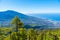Aerial view of La Palma from hiking trail to Pico Bejenado, Canary islands, Spain