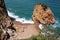 Aerial view of La Roca Roja beach in La Costa Brava region.