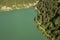 Aerial view of Lac de Roselend lake in the French Alps