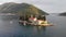 Aerial view of Lady of Tickle church or Gospa od Skrpjela in Perast, Montenegro