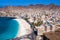 Aerial view of Laginha beach in Mindelo city in Sao Vicente Island in Cape Verde