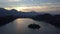 Aerial view of Lake Bled at Sunrise, Slovenia