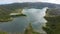 Aerial View lake in the crater of a volcano Island Azores 15 october 2022