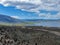 Aerial view of Lake Crowley over the mountain