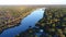 Aerial View Lake and Fall Colors