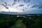 Aerial view of Lake Forest and Mobile bay at sunset from Daphne, Alabama
