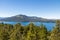 Aerial view of Lake Gutierrez and mountains from viewpoint Mirador Lago Gutierrez - Bariloche, Patagonia, Argentina