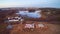 Aerial view of lake and houses