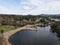 Aerial view of lake at the Kit Carson Park, municipal park in Escondido