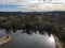 Aerial view of lake at the Kit Carson Park, municipal park in Escondido